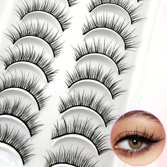 10 Pairs Natural Cross Fluffy Faux Mink False Eyelashes