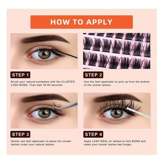 120 Clusters Lashes D Curling 10 14mm Mixed Length DIY Eyelashes Extension