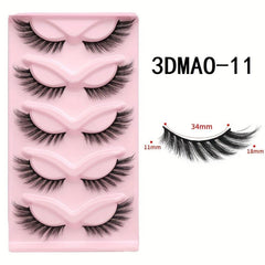 Cat Eye 3D Natural False Lashes Fluffy Soft Cross 5 Pairs