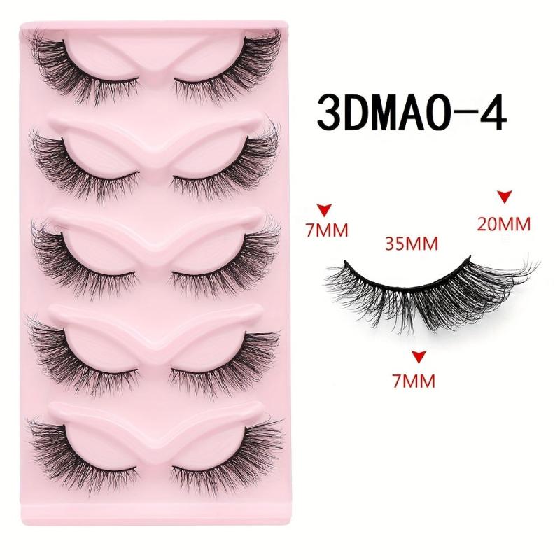 Cat Eye 3D Natural False Lashes Fluffy Soft Cross 5 Pairs