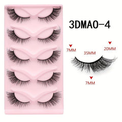 Cat Eye 3D Natural False Lashes Fluffy Soft Cross 5 Pairs