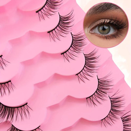7 Pairs Natural Cross Curling Cat Eye False Eyelashes for Dramatic Look