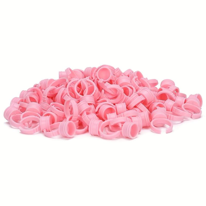 50pcs Eyelash Glue Rings Adjustable Tattoo Pigment Holder