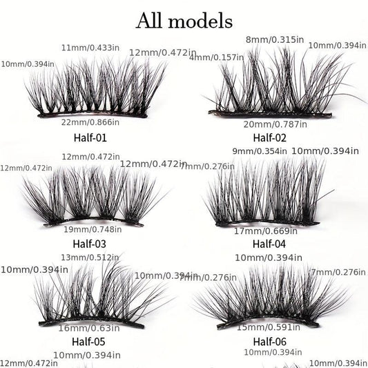4 Pairs Thick Natural Half Eye Lashes Faux Mink False Eyelashes