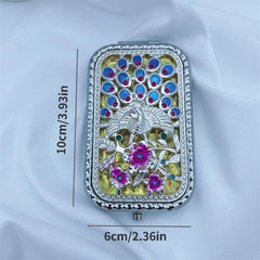 Hand Painted 3D Peacock Mini Folding Makeup Mirror