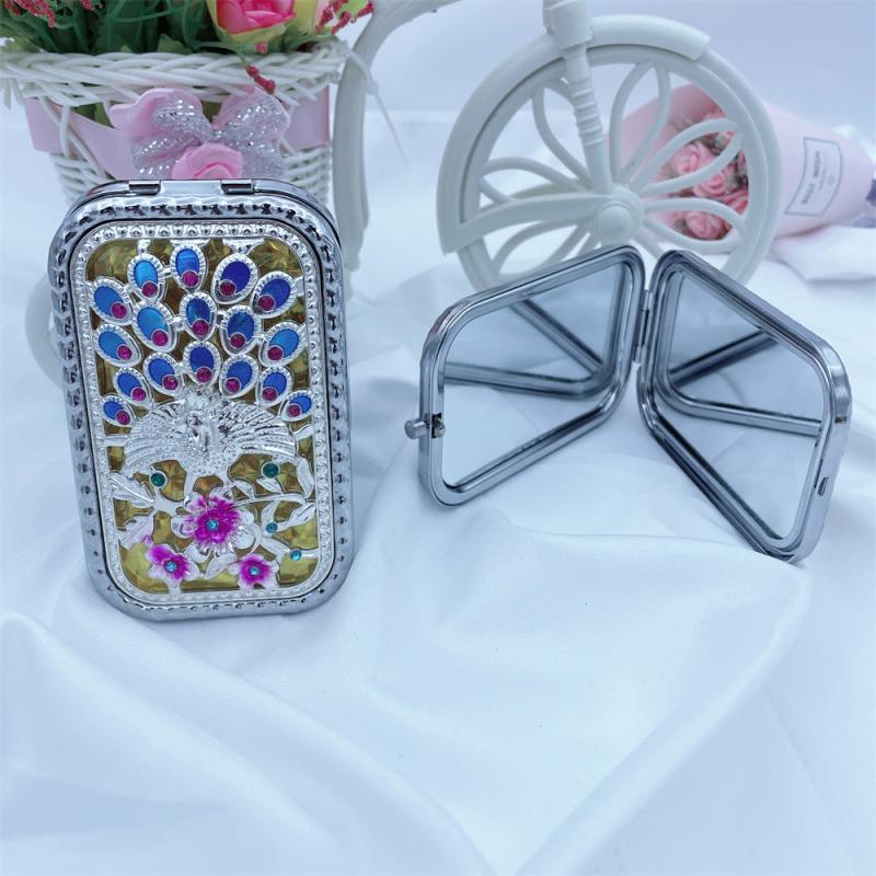 Hand Painted 3D Peacock Mini Folding Makeup Mirror