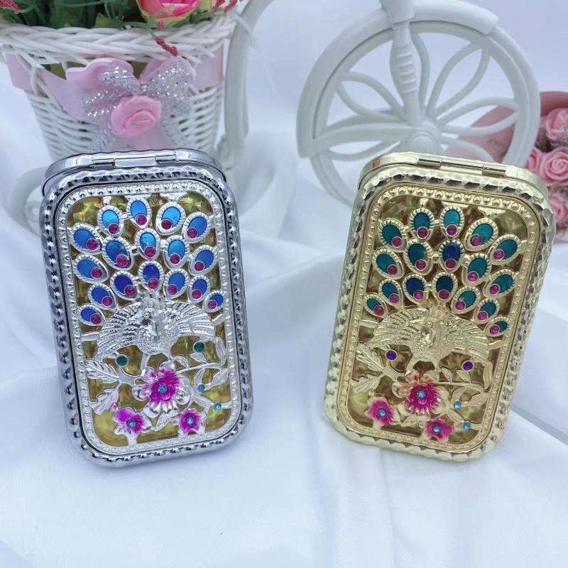Hand Painted 3D Peacock Mini Folding Makeup Mirror