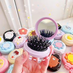 Portable Air Cushion Head Massage Comb and Mirror Set