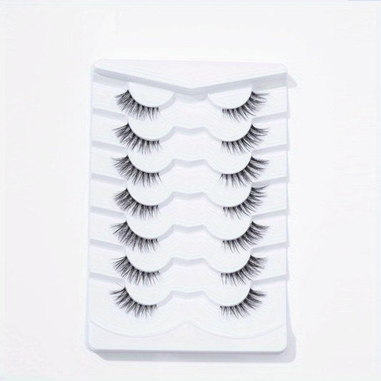 7 Pairs Reusable Fishtail Style False Eyelashes 15mm Lash Extension