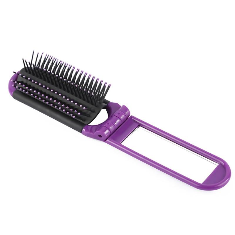 Compact Portable Folding Hair Comb with Mirror