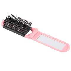 Compact Portable Folding Hair Comb with Mirror