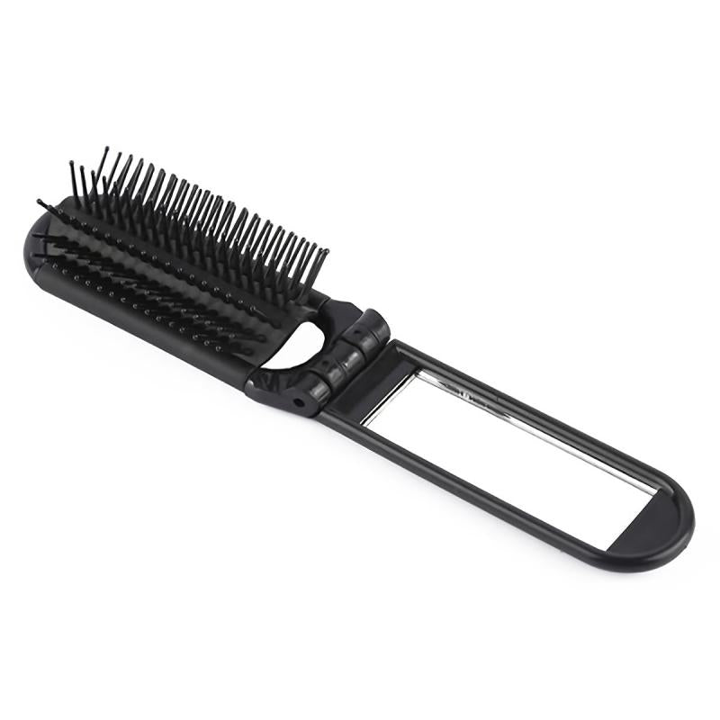 Compact Portable Folding Hair Comb with Mirror