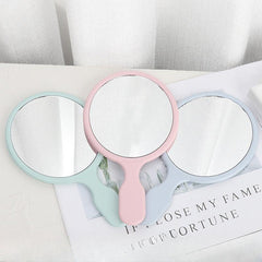 Oval Hand Makeup Mirror Portable Handle Beauty Mirror Single Side Makeup Mirror