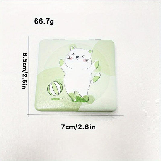 Cat Pattern Makeup Mirror Mini Compact Portable Pocket Mirror
