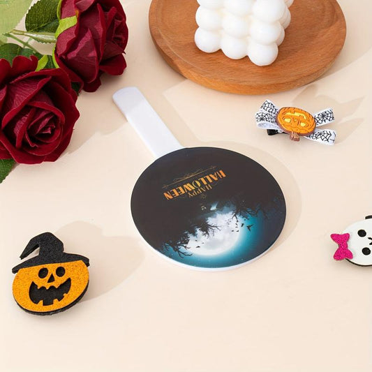 Bats & Forest Print Hand Mirror With Handle Portable Round Makeup Vanity Mirror