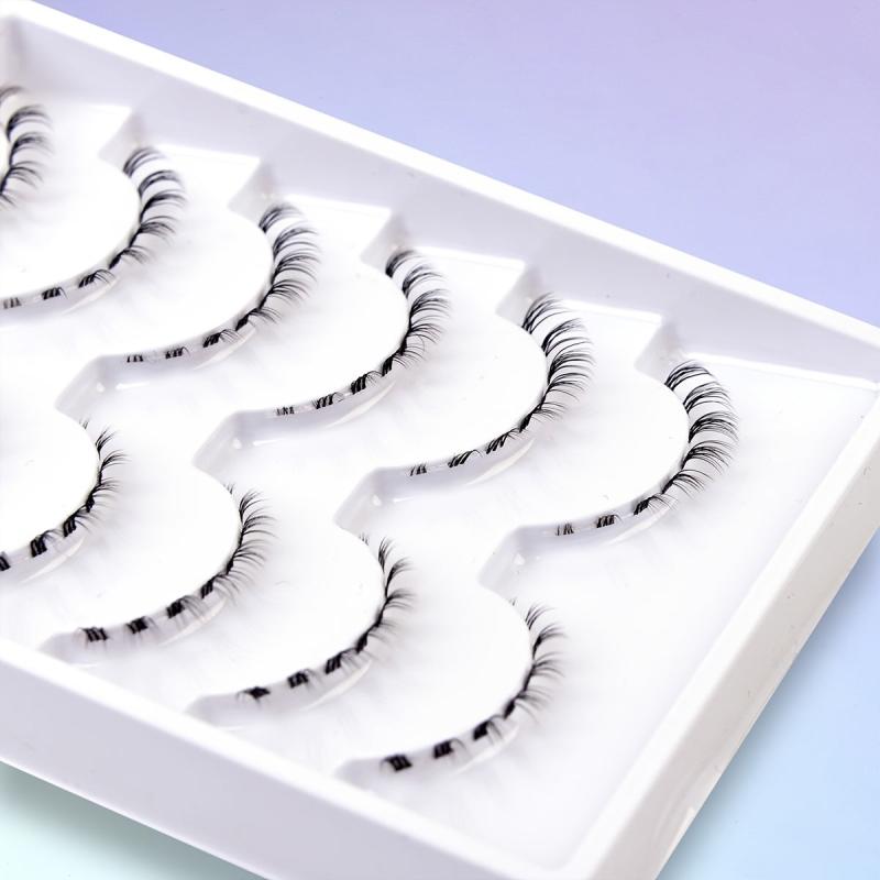 6 Pairs Bottom Lashes 3D Clear Band Natural Look Lower Eyelashes Wispy Kit