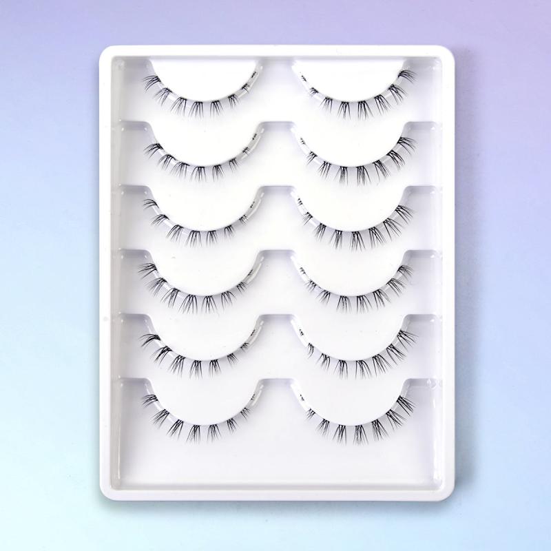6 Pairs Bottom Lashes 3D Clear Band Natural Look Lower Eyelashes Wispy Kit