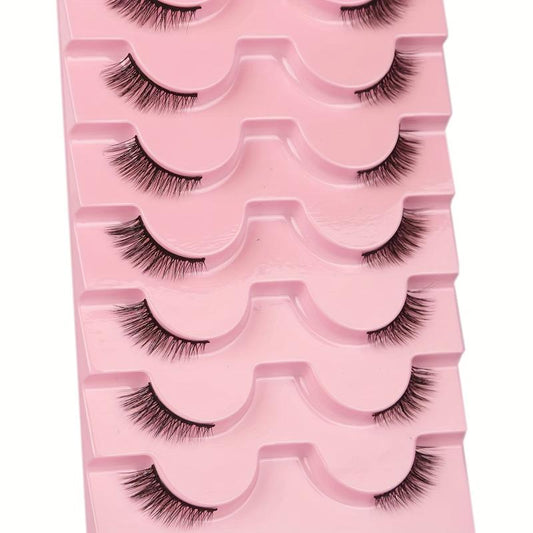 7 Pairs Thick Fluffy Cat Eye Faux Mink False Eyelashes