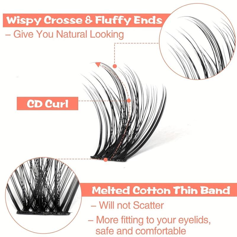 96pcs Wispy Lash Clusters DIY Eyelash Extensions C D Curling 8-16mm