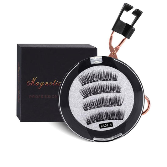 4 Magnetic False Eyelashes Natural 3D Makeup Eyelash Tools