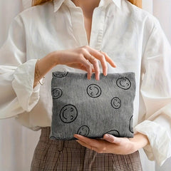 6Pcs Corduroy Cosmetic Bag Smile Makeup Pouch Preppy Makeup Bag