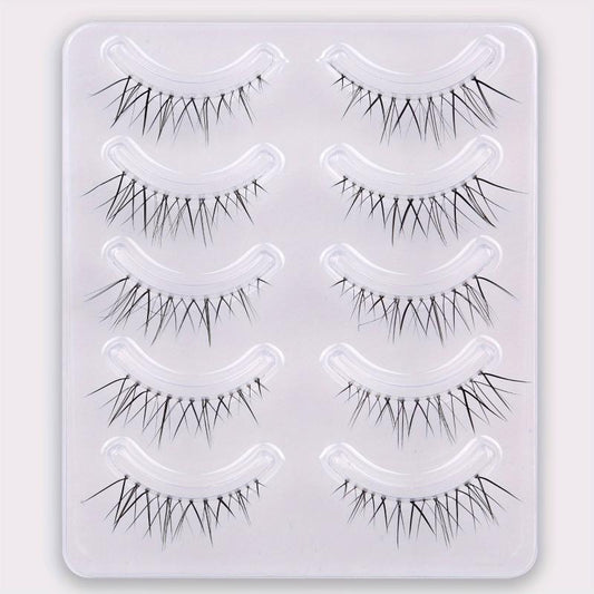 5 Pairs Natural Wispy False Eyelashes Faux Mink Cat Eye Long Lasting