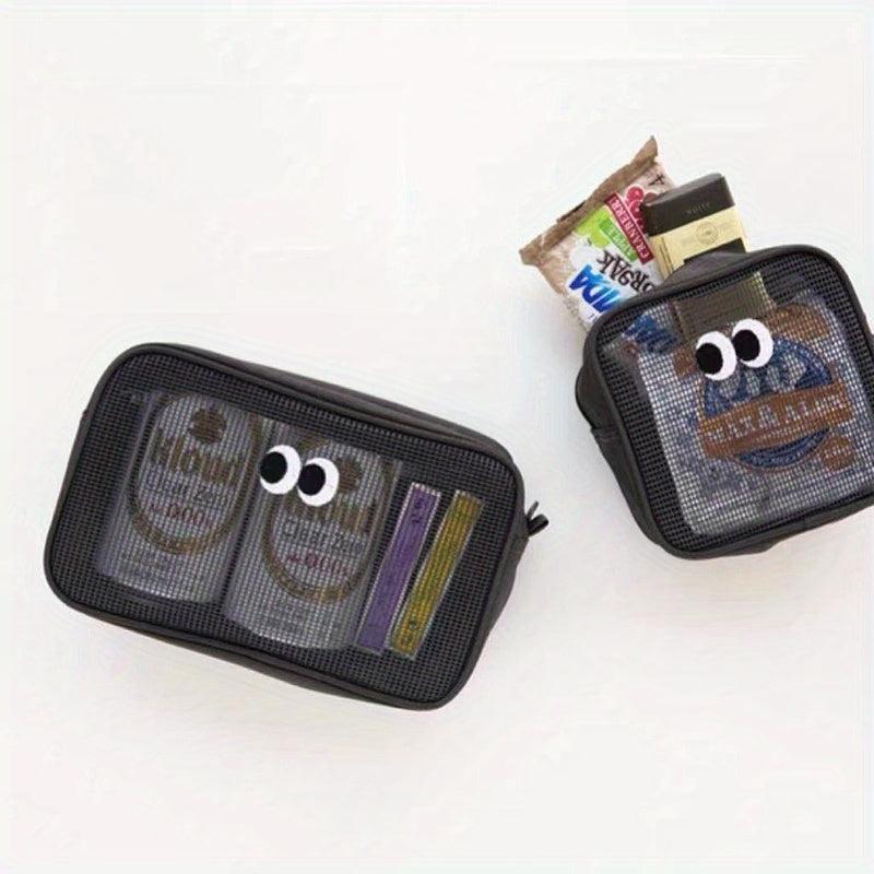 2pcs Cartoon Eyeball Makeup Bag Portable Organizer Women's Makeup Sundries