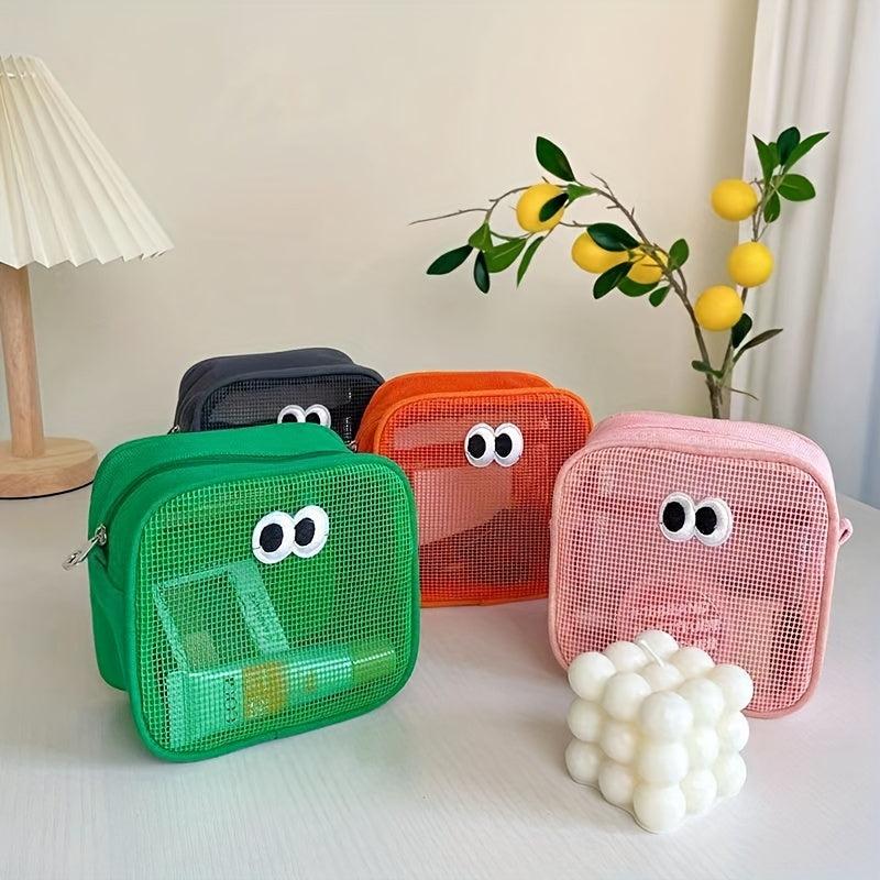 2pcs Cartoon Eyeball Makeup Bag Portable Organizer Women's Makeup Sundries