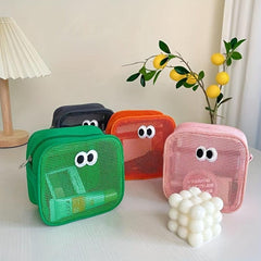 2pcs Cartoon Eyeball Makeup Bag Portable Organizer Women's Makeup Sundries