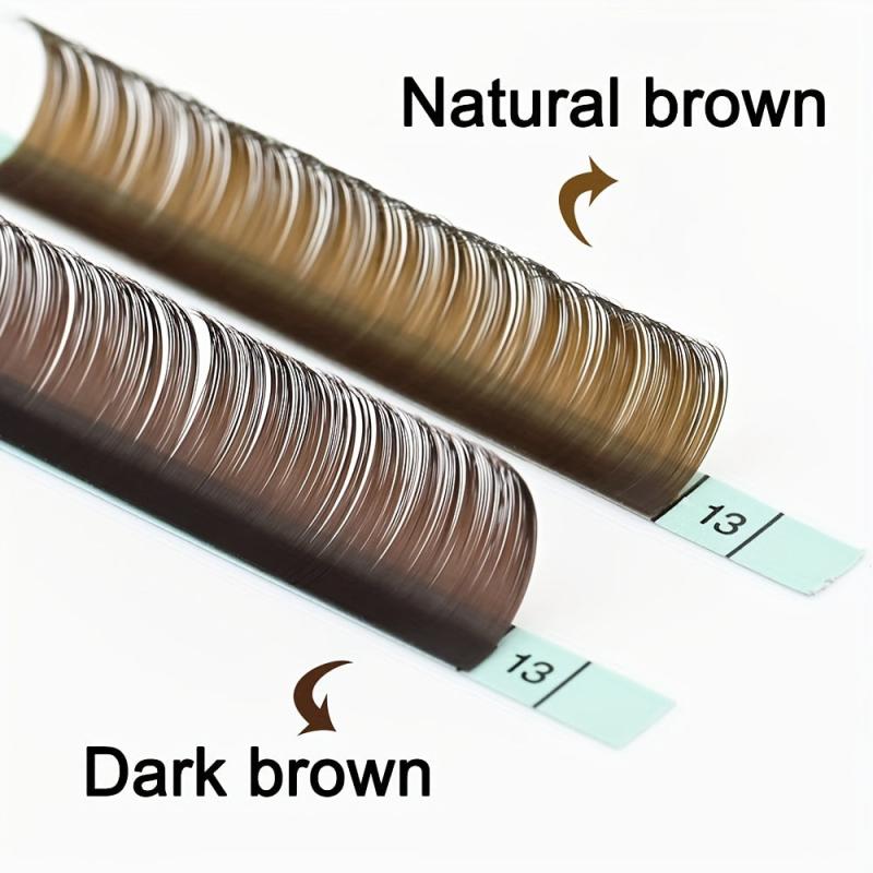 Natural Brown Eyelash Extensions 0.15mm C D Curling 7-15mm Mix Length