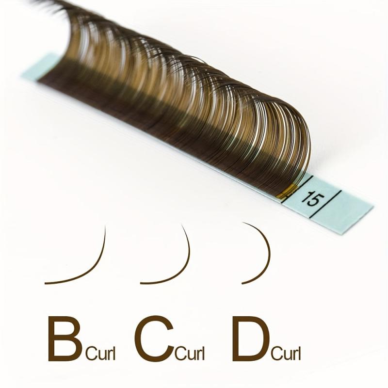 Natural Brown Eyelash Extensions 0.15mm C D Curling 7-15mm Mix Length