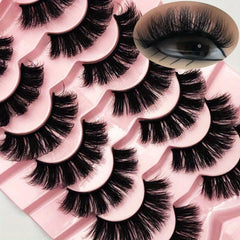 7 Pairs Thick Cross Eyelashes Natural Faux Mink Lashes Cat Eye 6D Fluffy Eyelash