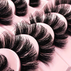 7 Pairs Thick Cross Eyelashes Natural Faux Mink Lashes Cat Eye 6D Fluffy Eyelash