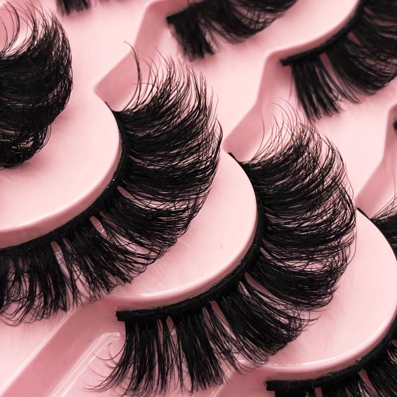7 Pairs Thick Cross Eyelashes Natural Faux Mink Lashes Cat Eye 6D Fluffy Eyelash