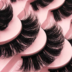 7 Pairs Thick Cross Eyelashes Natural Faux Mink Lashes Cat Eye 6D Fluffy Eyelash