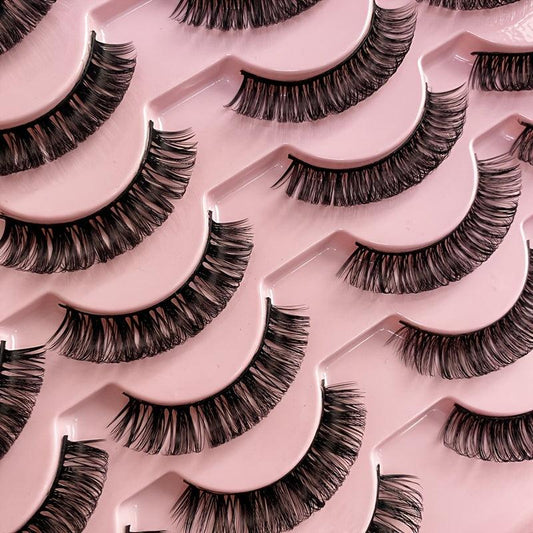 14 Pairs 15mm Short Natural Lash Curl Reusable Fluffy Strip Lashes