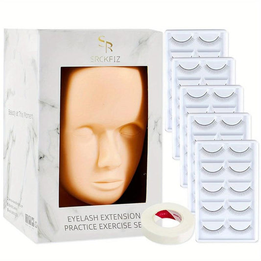 Lash Mannequin Head 25 Pairs Practice Lashes For Eyelash Extensions Training