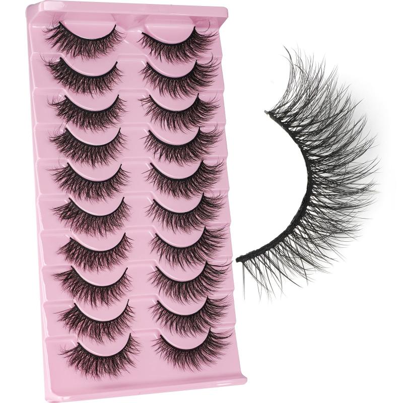 10 Pairs Fluffy 3D Faux Mink Eyelashes Soft Natural Extensions Dramatic Makeup