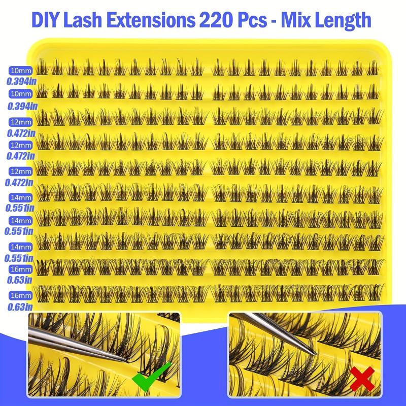 DIY Eyelash Extensions Clusters Natural False Lashes 10-16mm Individual Lashes