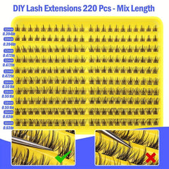 DIY Eyelash Extensions Clusters Natural False Lashes 10-16mm Individual Lashes