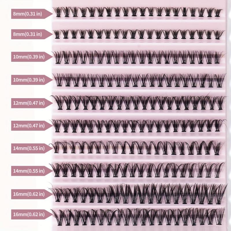 Fluffy and Natural 200 Cluster Fishtail Lashes 8-16mm Eyelashes