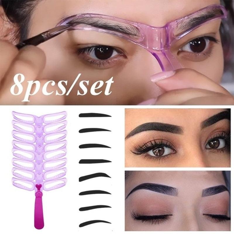8 in 1 Eyebrow Shaping Template Set for Perfectly Defined Eyebrows