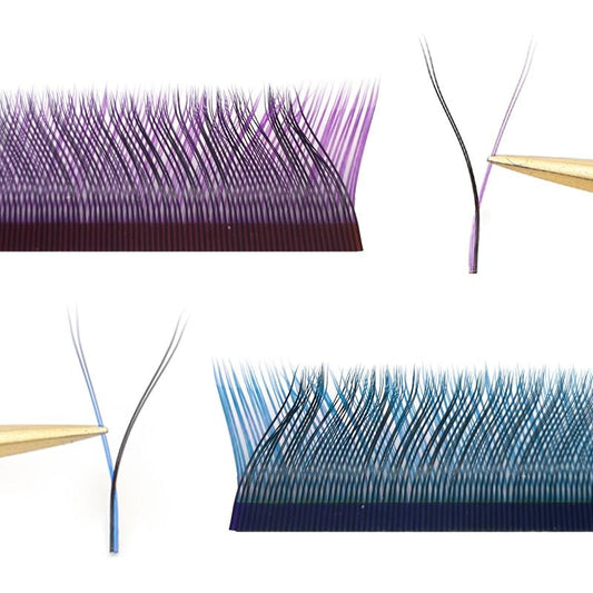 Purple YY Shape Volume Lashes 10-14mm Eyelash Extensions for Natural Look