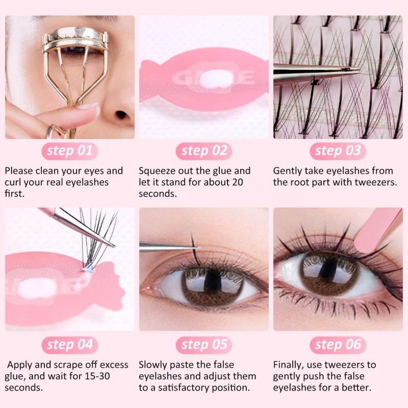 100 240 Clusters False Eyelashes DIY Extension Kit with C Curl and Thickness