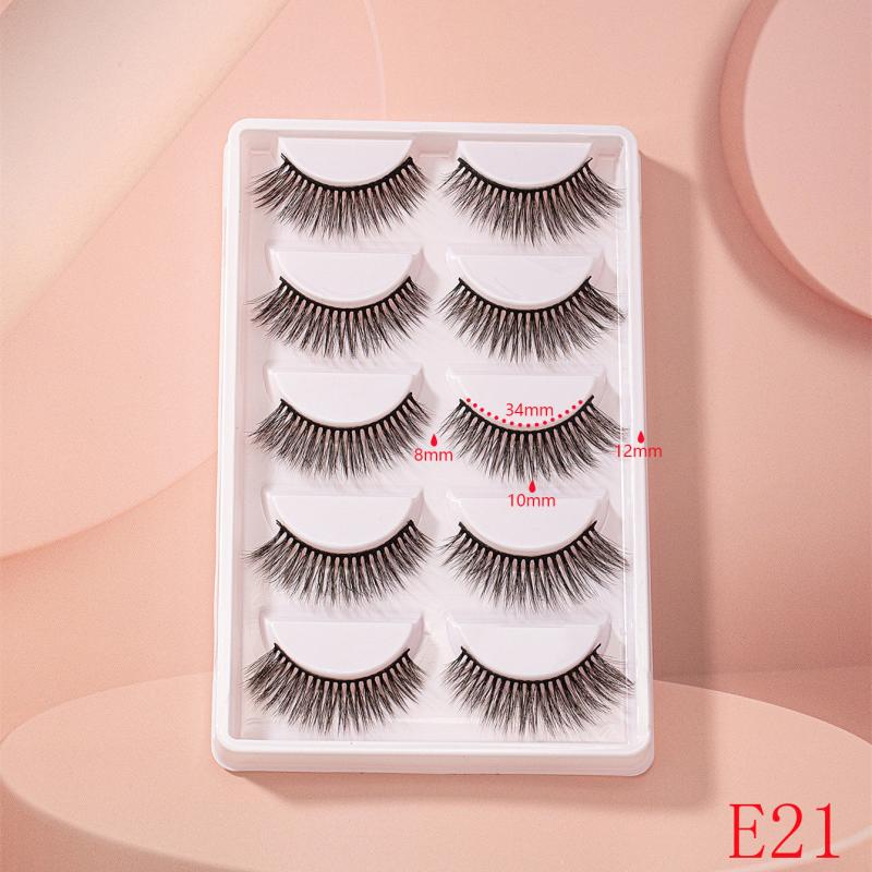 5 Pairs 3D Chemical Fiber Eyelashes Natural Curling Fully Eyelashes