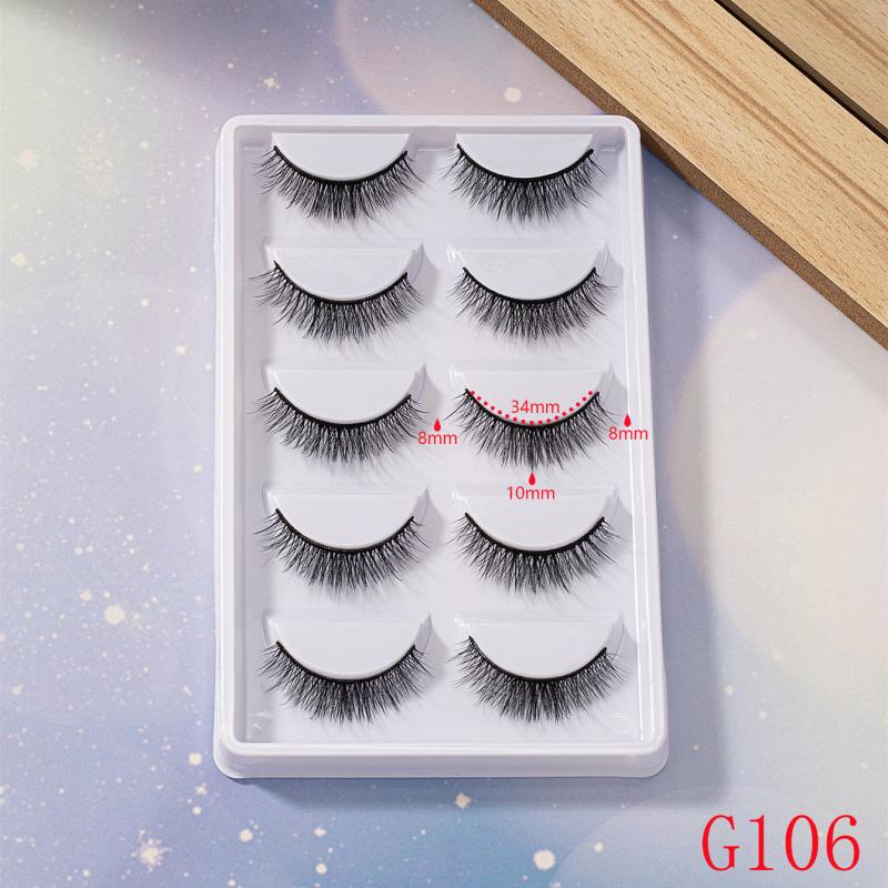 5 Pairs 3D Chemical Fiber Eyelashes Natural Curling Fully Eyelashes