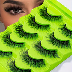 5 Pairs Cat Eye False Lashes Fluffy Soft Cross Manga Wispy Eyelashes