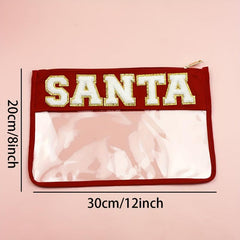 Chenille Letter Bag Clear Flat Pouch PVC Cosmetic Bags
