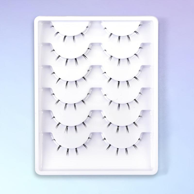 6 Pairs Natural Look Bottom Lashes 3D Clear Band Lower Eye Lashes Kit