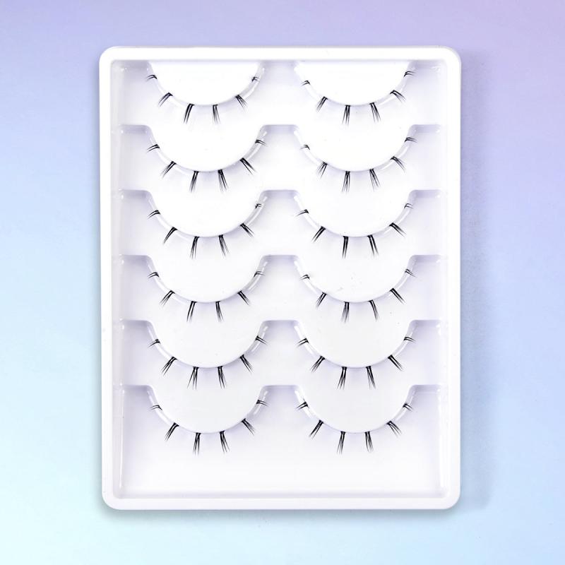 6 Pairs Natural Look Bottom Lashes 3D Clear Band Lower Eye Lashes Kit